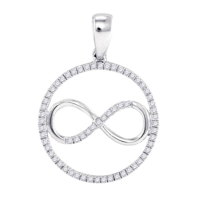 10kt White Gold Womens Round Diamond Infinity Circle Pendant 1/4 Cttw