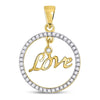 10kt Yellow Gold Womens Round Diamond Heart Circle Pendant 1/4 Cttw