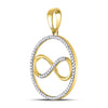 10kt Yellow Gold Womens Round Diamond Circle Infinity Pendant 1/3 Cttw