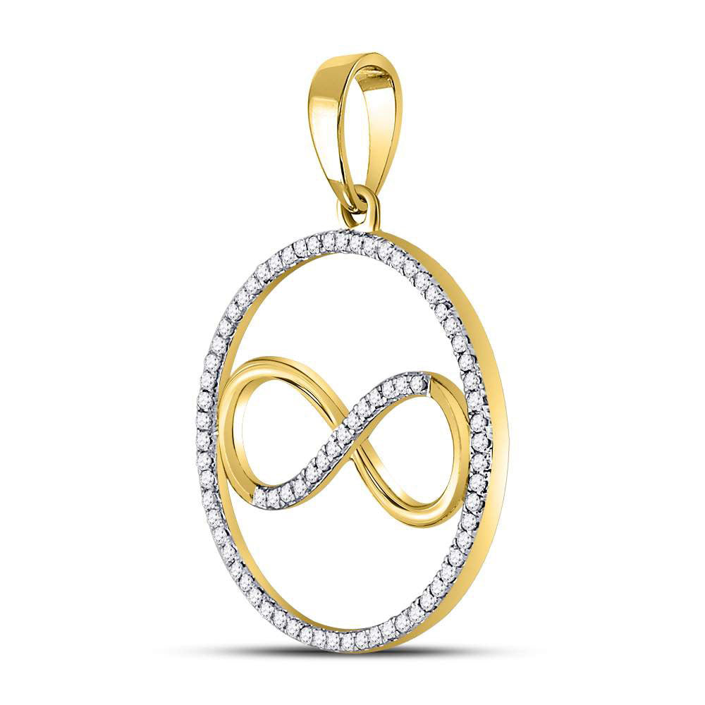 10kt Yellow Gold Womens Round Diamond Circle Infinity Pendant 1/3 Cttw