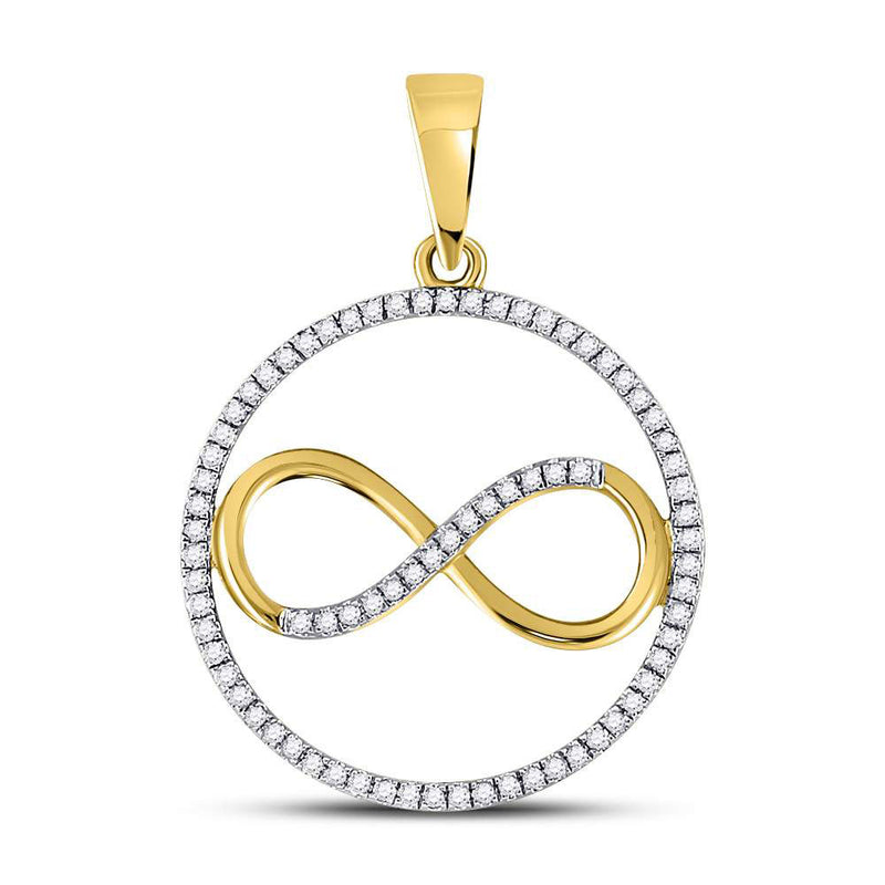 10kt Yellow Gold Womens Round Diamond Circle Infinity Pendant 1/3 Cttw