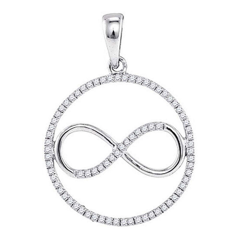 10kt White Gold Womens Round Diamond Infinity Circle Pendant 1/3 Cttw