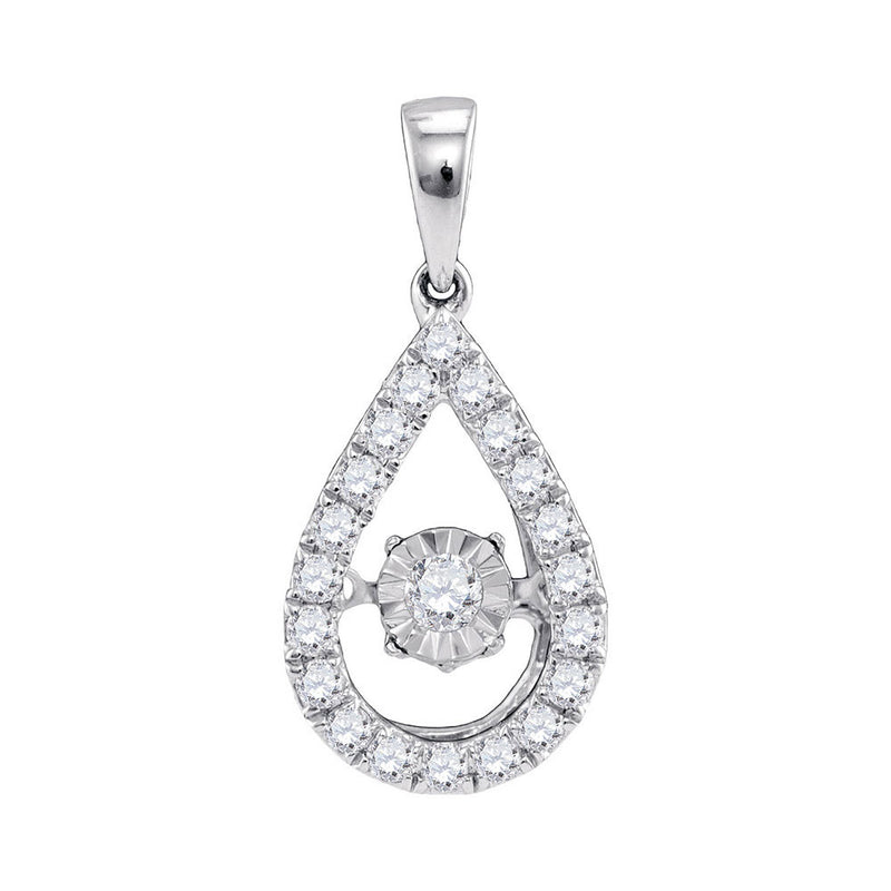 10kt White Gold Womens Round Diamond Solitaire Twinkle Moving Pendant 1/3 Cttw