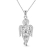 10kt White Gold Mens Round Diamond Small Guardian Angel Charm Pendant 1/20 Cttw