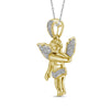 10k Yellow Gold Mens Diamond Polished 3D Guardian Angel Cherub Charm Pendant 1/6 Cttw