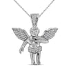 10kt White Gold Mens Round Diamond Angel Cherub Charm Pendant 1/6 Cttw