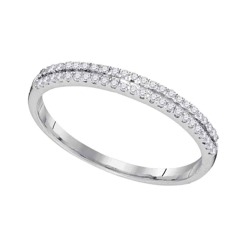 10kt White Gold Womens Round Diamond Slender Double Row Band 1/6 Cttw