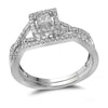 14kt White Gold Princess Diamond Bridal Wedding Ring Band Set 1/3 Cttw