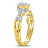 14kt Yellow Gold Princess Diamond Bridal Wedding Ring Band Set 1/3 Cttw