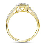 10kt Yellow Gold Round Diamond Square Cluster Bridal Wedding Engagement Ring 1/10 Cttw