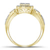 10kt Yellow Gold Womens Round Diamond Square Halo Cluster Ring 1/5 Cttw