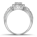 10kt White Gold Womens Round Diamond Square Halo Cluster Ring 1/5 Cttw