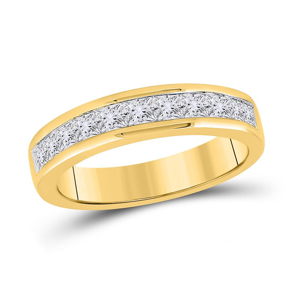 14kt Yellow Gold Womens Princess Channel-set Diamond Single Row Wedding Band 1 Cttw