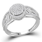 10kt White Gold Womens Round Diamond Circle Cluster Ring 3/8 Cttw