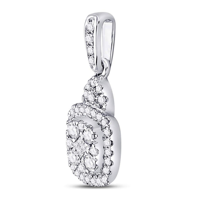 14kt White Gold Womens Princess Diamond Fashion Cluster Pendant 3/8 Cttw