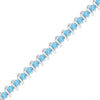 Sterling Silver Womens Round Lab-Created Blue Topaz Tennis Bracelet 6-1/2 Cttw