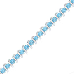 Sterling Silver Womens Round Lab-Created Blue Topaz Tennis Bracelet 6-1/2 Cttw