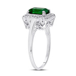 10kt White Gold Womens Emerald Lab-Created Emerald Solitaire Ring 1-4/5 Cttw