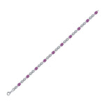 Sterling Silver Womens Oval Lab-Created Pink Sapphire Fashion Bracelet 3-7/8 Cttw